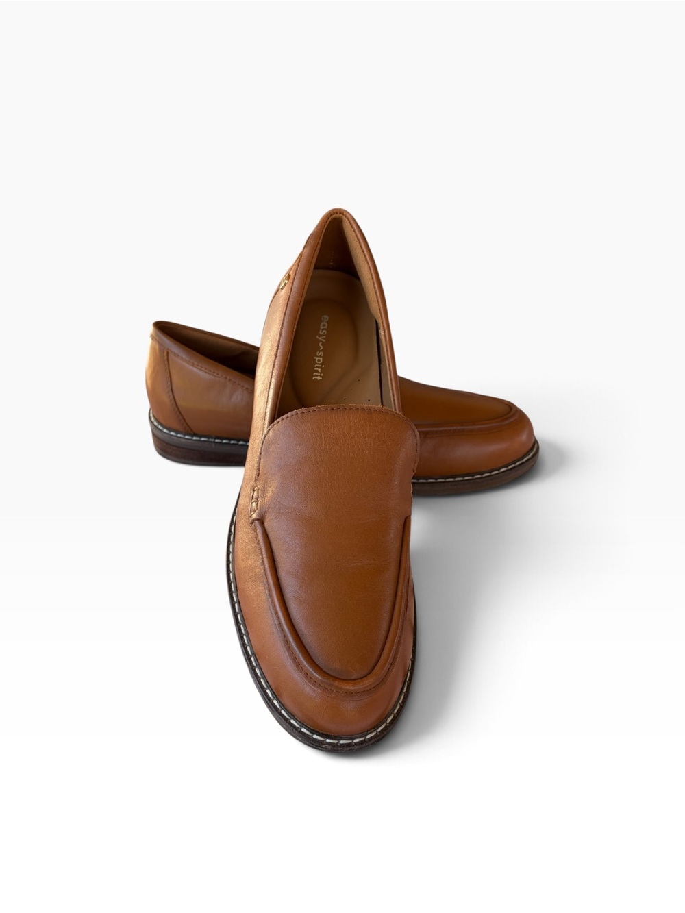 Easy Spirit Women's Brown Leather Slip-On Loafers